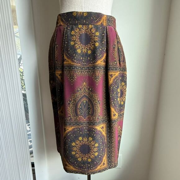 Jones New York 100% Silk Skirt Multicolor Medallion Print Size 10 - Picture 3 of 5